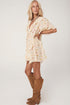 Boho Ruffle Mini Dress with Tassel Tie and Floral Print
